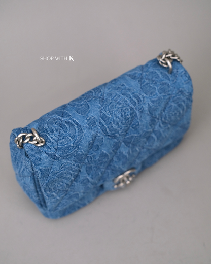 Chanel Mini Square Flap Sweetheart Crush Camellia Denim