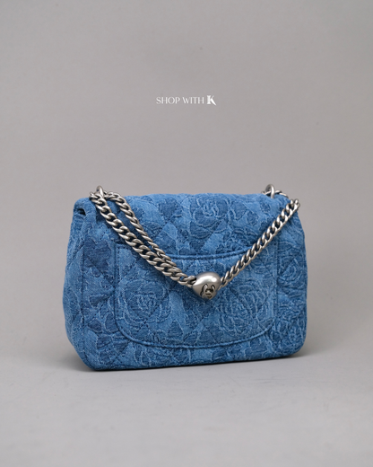 Chanel Mini Square Flap Sweetheart Crush Camellia Denim