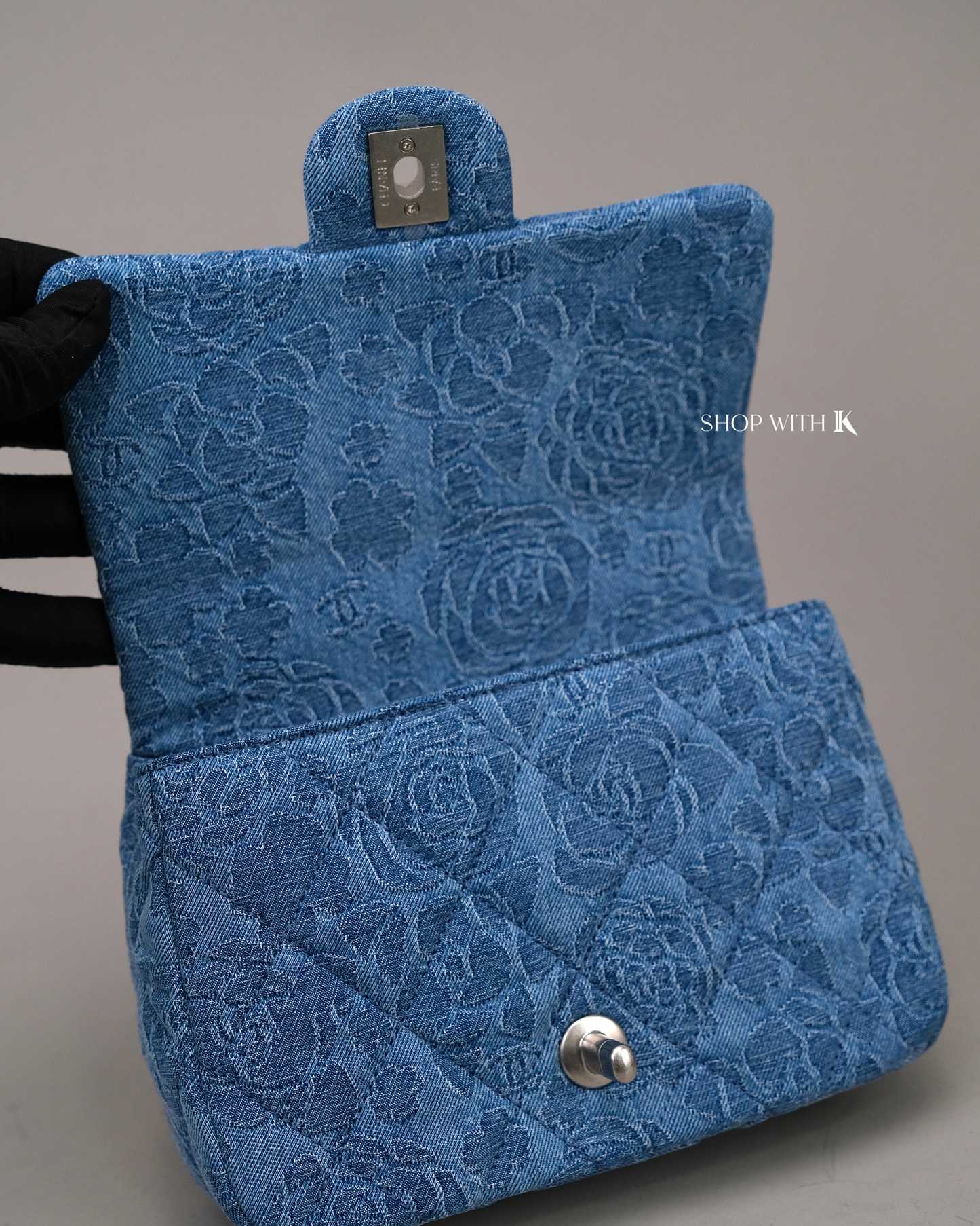 Chanel Mini Square Flap Sweetheart Crush Camellia Denim