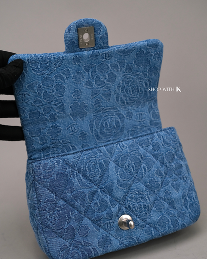 Chanel Mini Square Flap Sweetheart Crush Camellia Denim