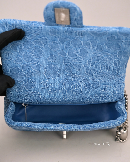Chanel Mini Square Flap Sweetheart Crush Camellia Denim