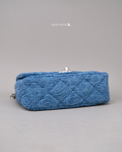 Chanel Mini Square Flap Sweetheart Crush Camellia Denim