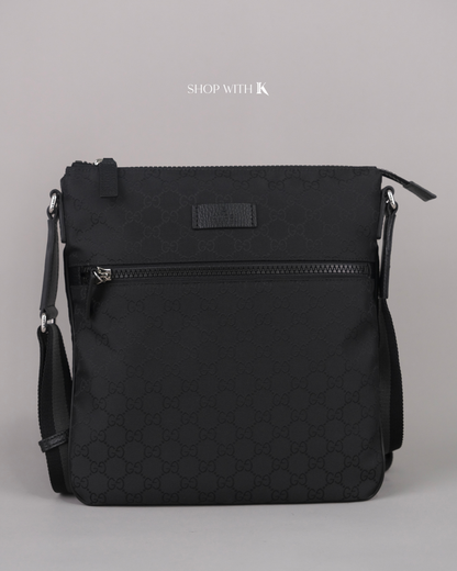 Gucci GG Canvas Nylon Mens Messenger Black
