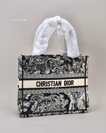 Dior Small Book Tote Blue and Ecru Toile De Jouy Embroidery
