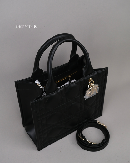 Dior Small Book Tote Macromannage Black