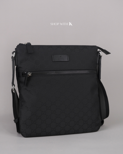 Gucci GG Canvas Nylon Mens Messenger Black