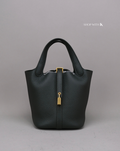 Hermes Picotin 18 Vert Mangrove GHW