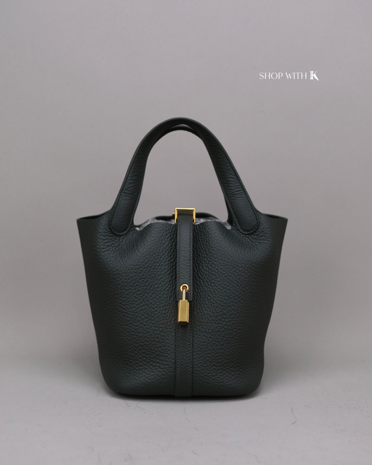 Hermes Picotin 18 Vert Mangrove GHW