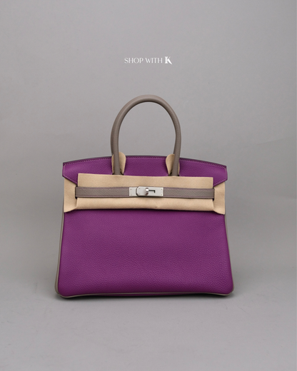 Hermes Birkin 30 Anemone Purple and Gris Meyer PHW