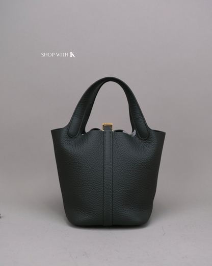 Hermes Picotin 18 Vert Mangrove GHW