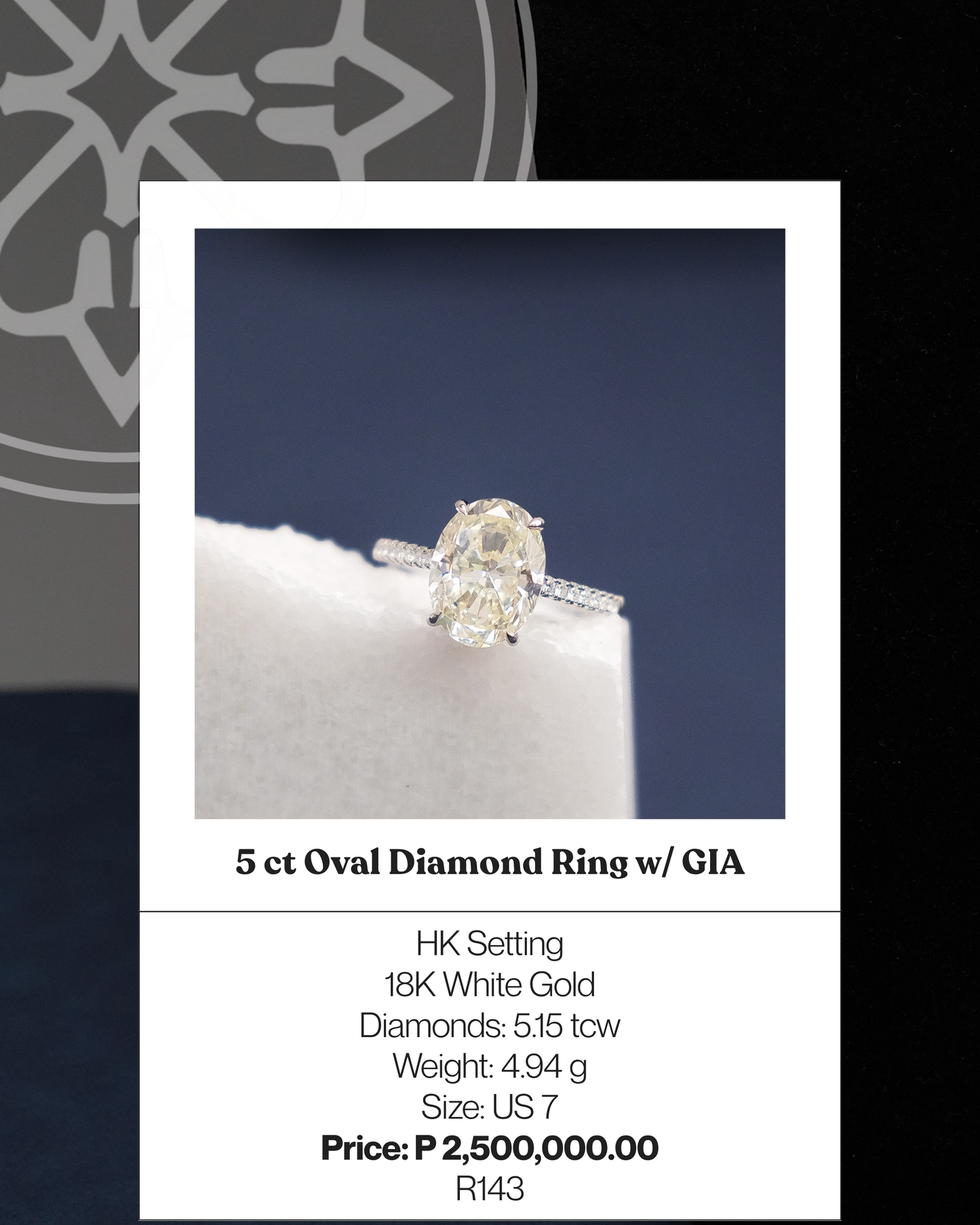 5ct Oval Diamond Ring w/ GIA