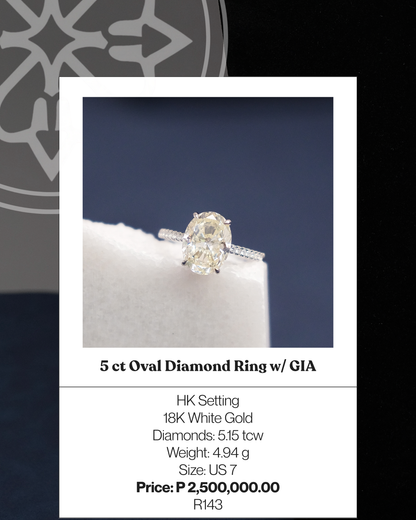 5ct Oval Diamond Ring w/ GIA