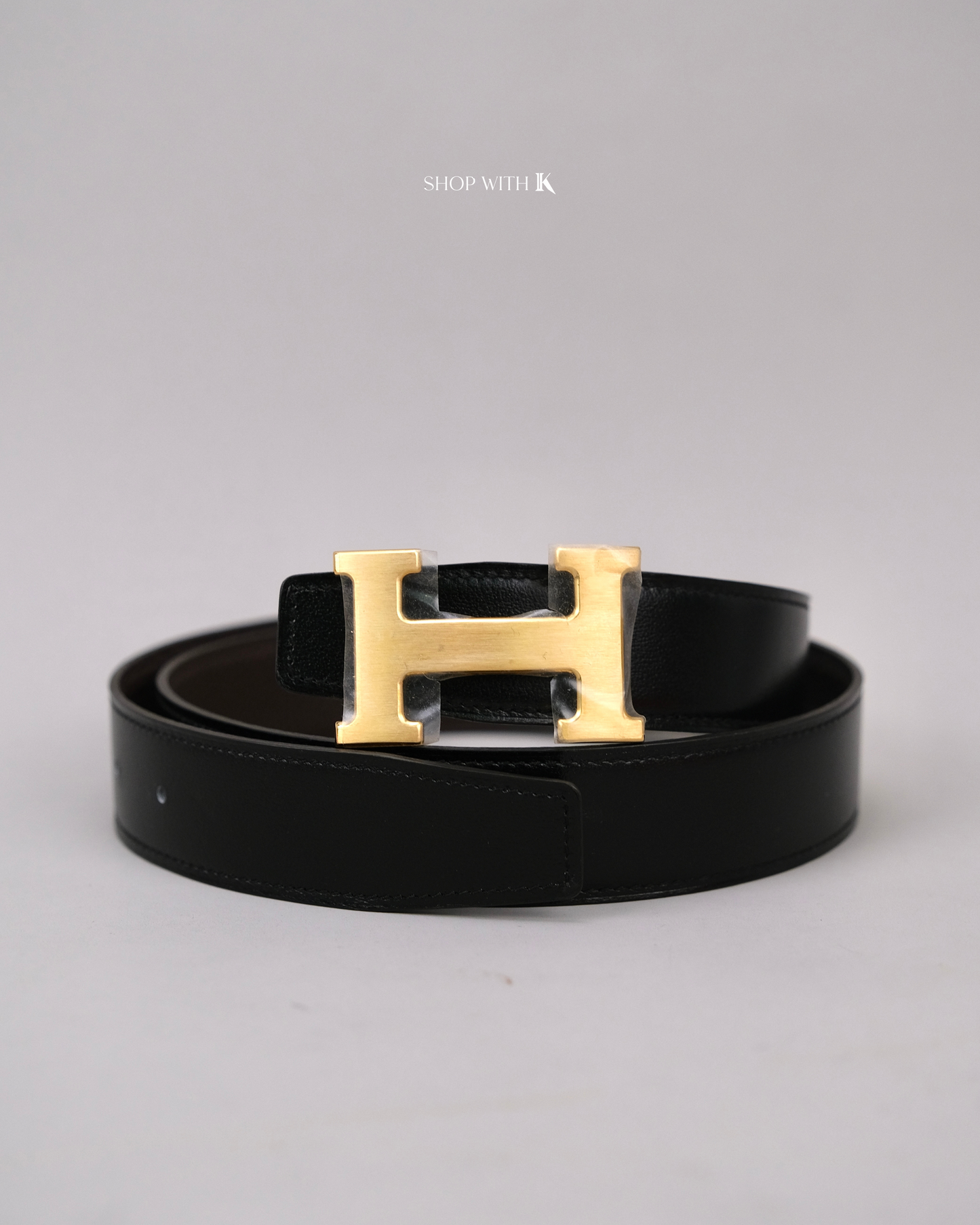 Hermes Constance Belt & Buckle Black/Dark Brown GHW