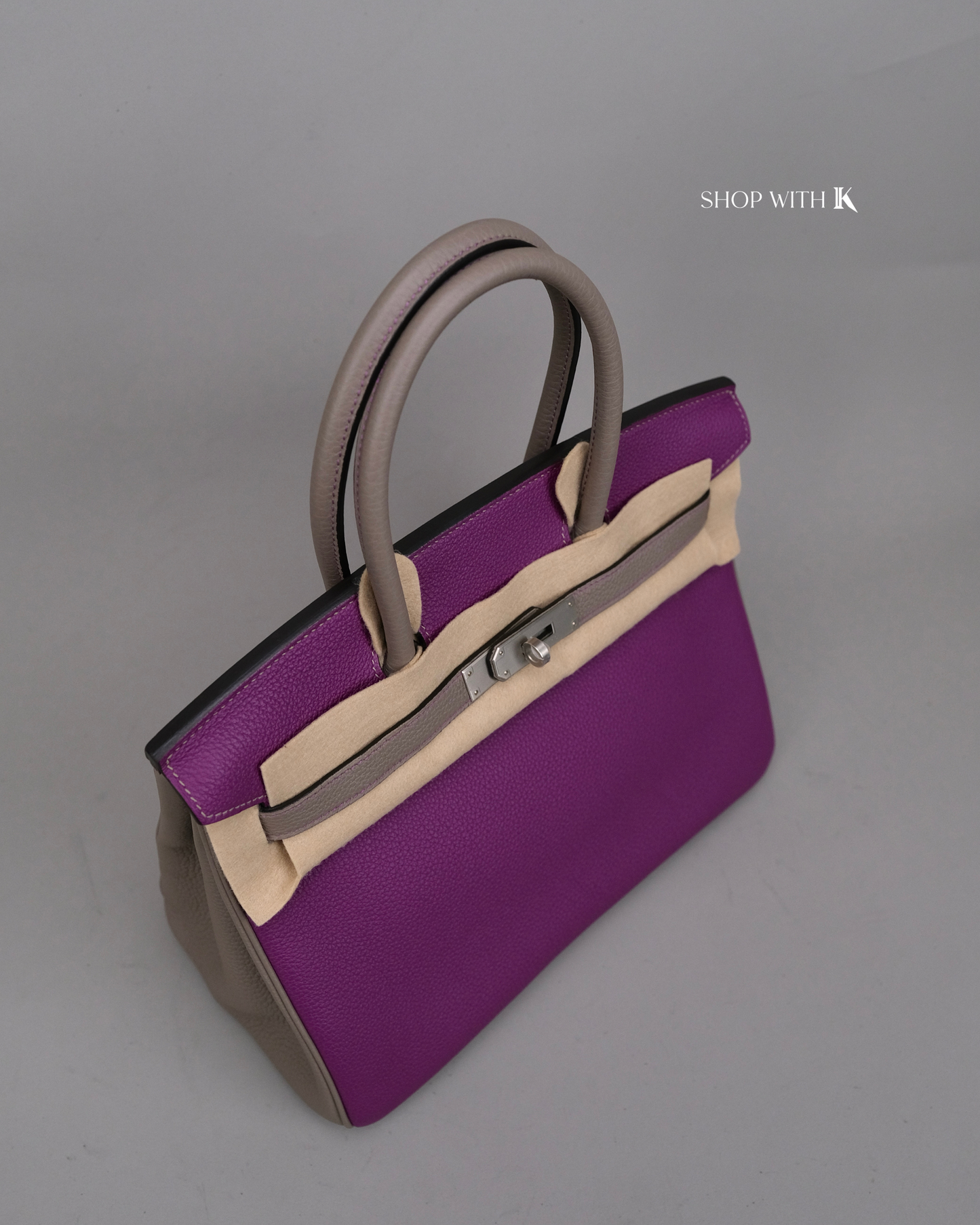Hermes Birkin 30 Anemone Purple and Gris Meyer PHW