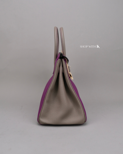 Hermes Birkin 30 Anemone Purple and Gris Meyer PHW