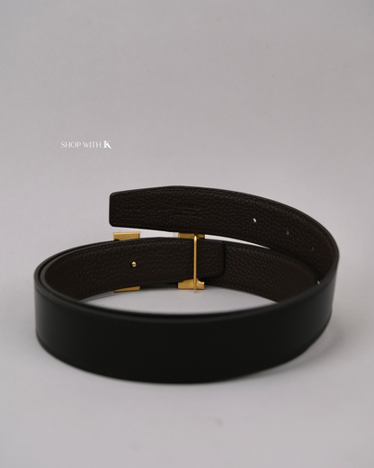 Hermes Constance Belt & Buckle Black/Dark Brown GHW