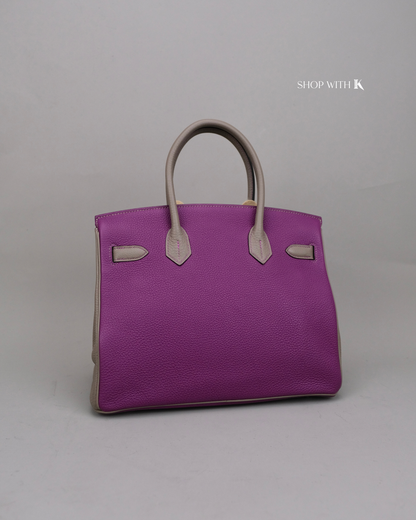 Hermes Birkin 30 Anemone Purple and Gris Meyer PHW