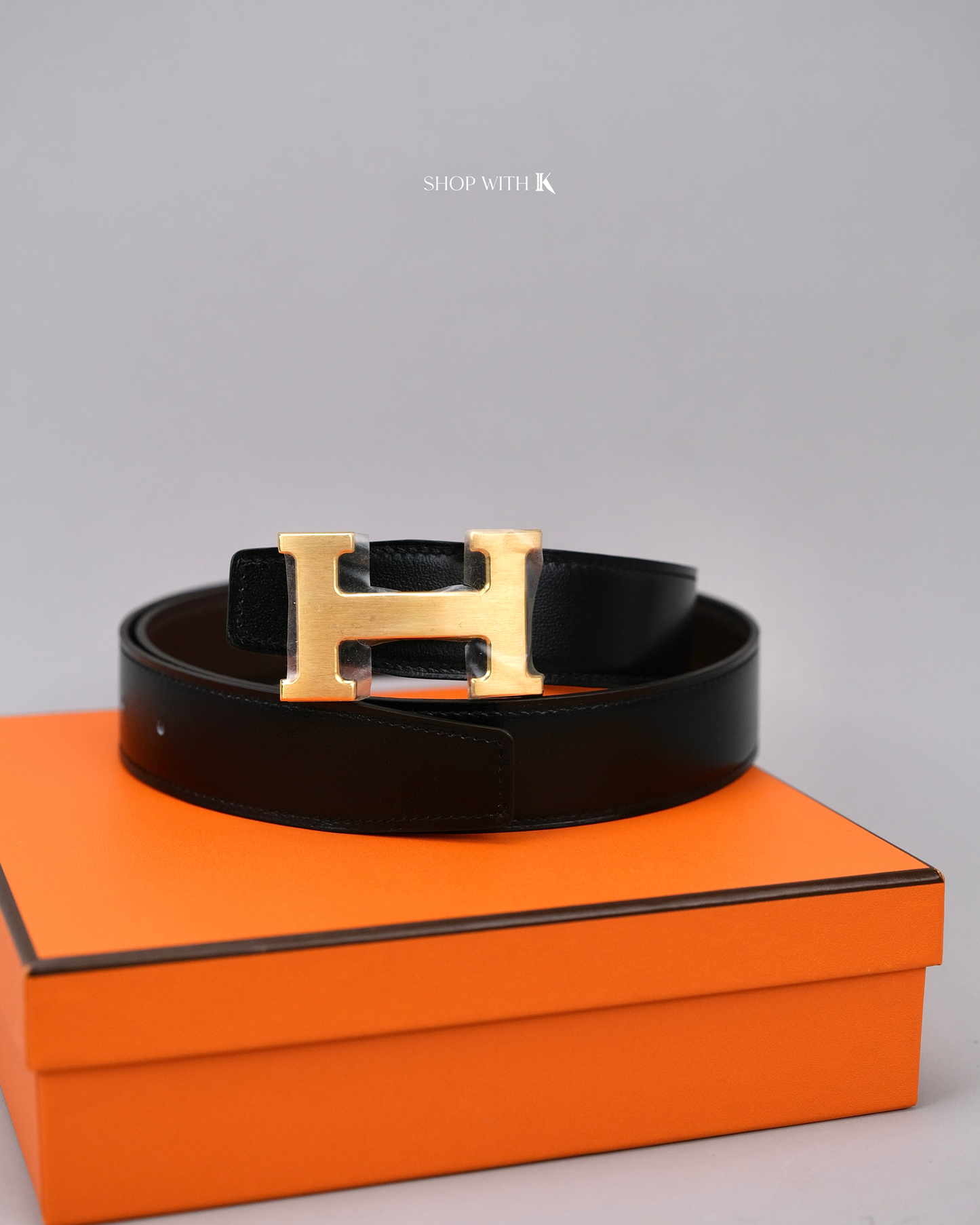 Hermes Constance Belt & Buckle Black/Dark Brown GHW