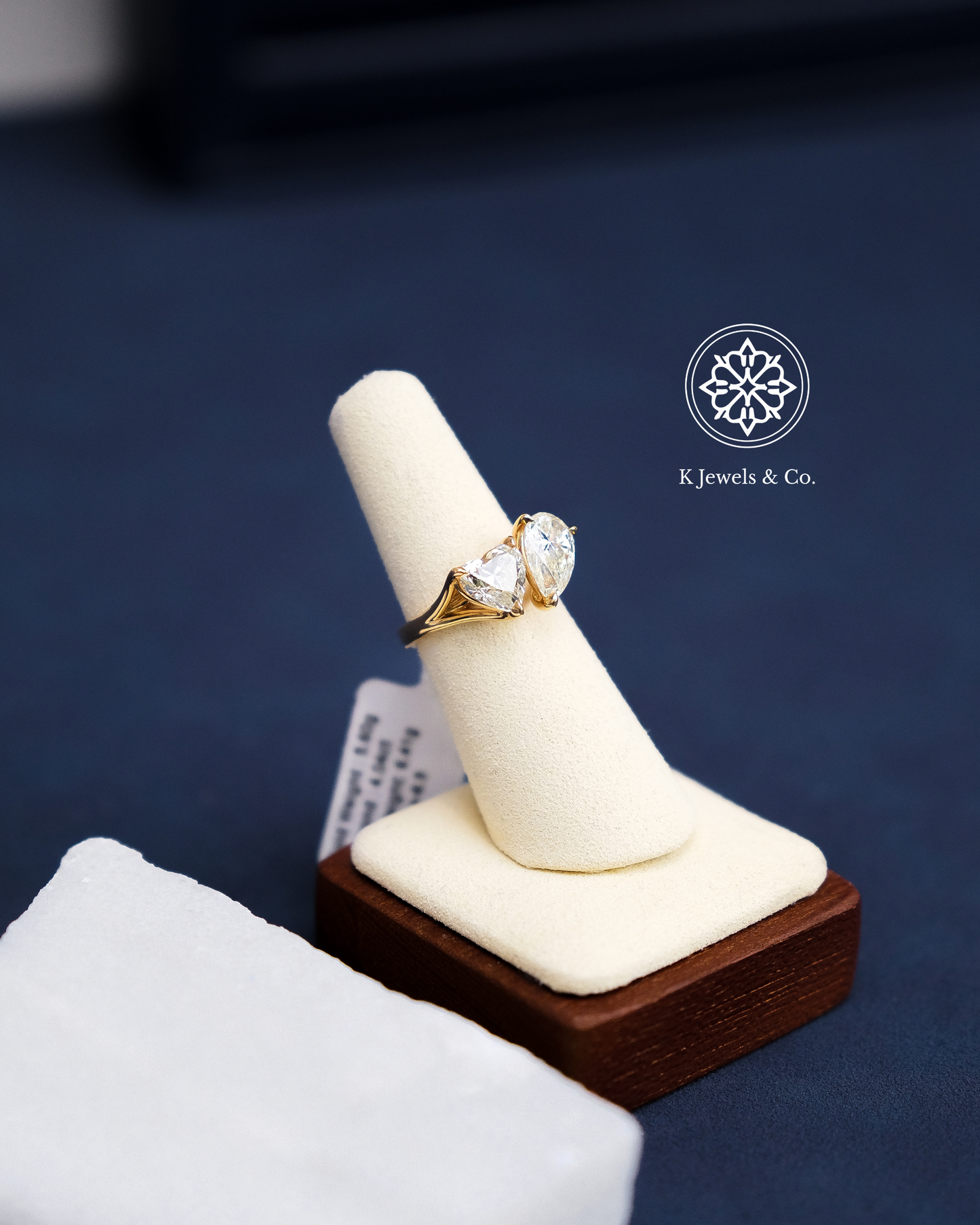 Toi et Moi Heart and Pear Shaped Ring w/ GIA