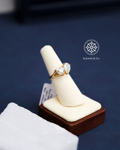 Toi et Moi Heart and Pear Shaped Ring w/ GIA