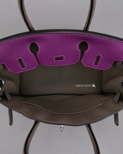 Hermes Birkin 30 Anemone Purple and Gris Meyer PHW