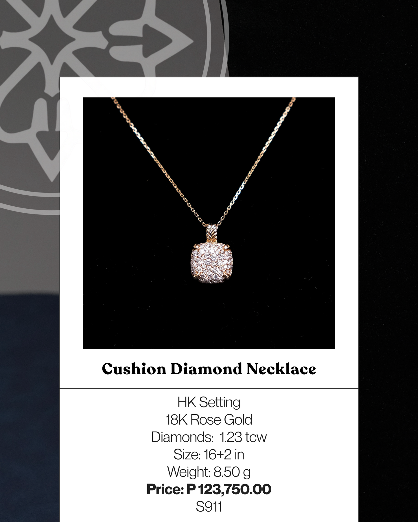 Cushion Diamond Necklace