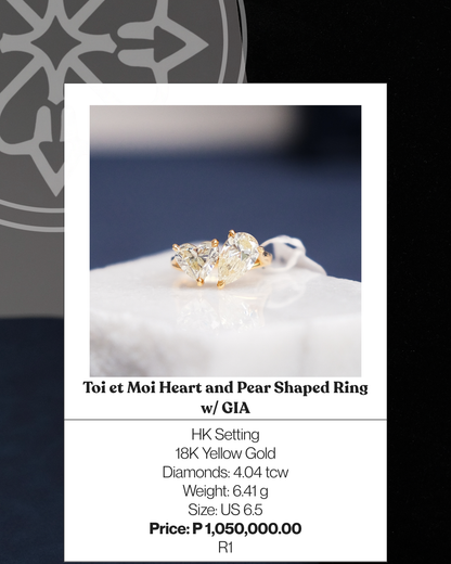 Toi et Moi Heart and Pear Shaped Ring w/ GIA