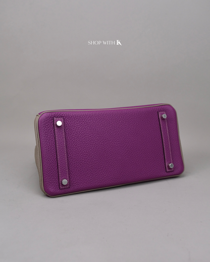 Hermes Birkin 30 Anemone Purple and Gris Meyer PHW
