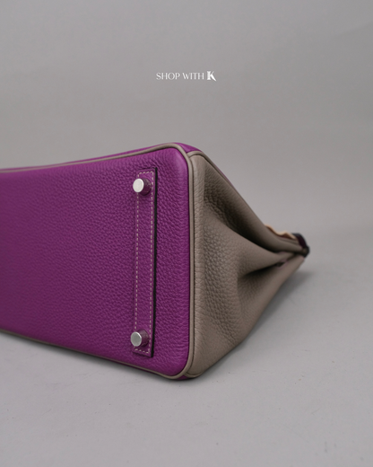 Hermes Birkin 30 Anemone Purple and Gris Meyer PHW