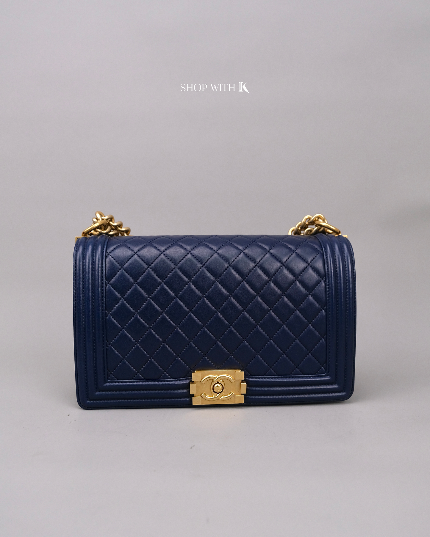 Chanel Leboy Medium Navy Blue GHW