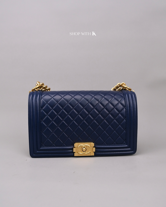 Chanel Leboy Medium Navy Blue GHW