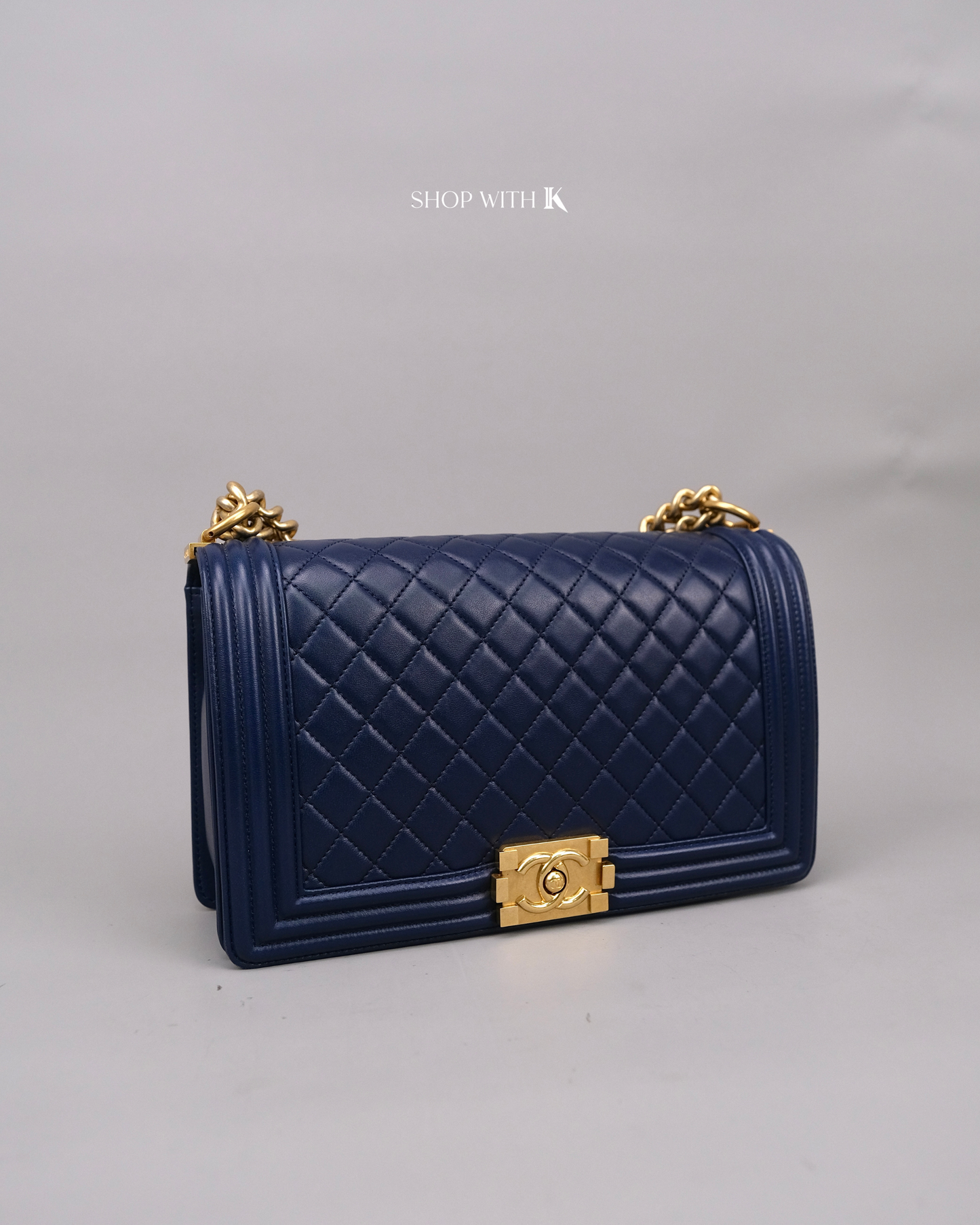 Chanel Leboy Medium Navy Blue GHW