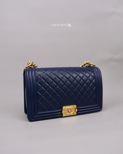 Chanel Leboy Medium Navy Blue GHW