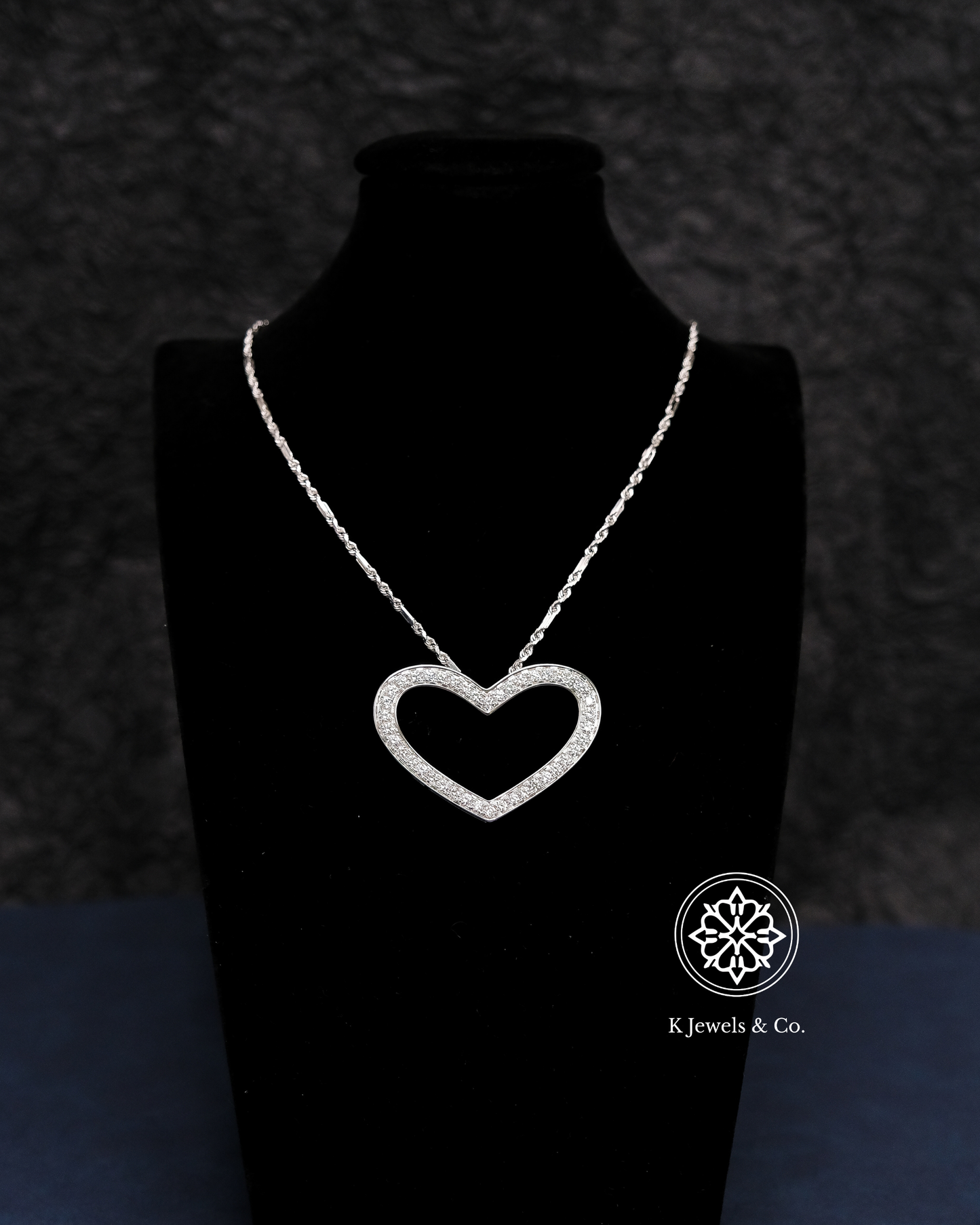 Open Heart Diamond Pendant w/ Chain