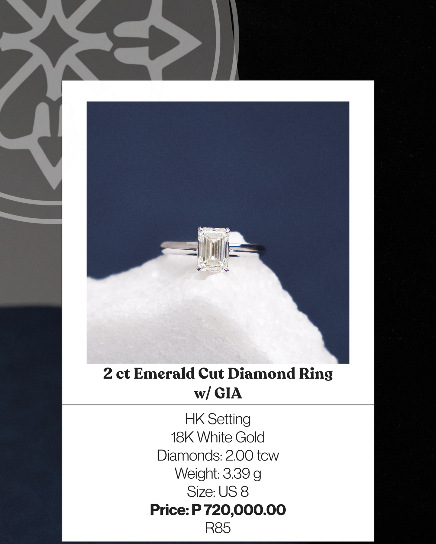 2ct Emerald Cut Diamond Ring w/ GIA