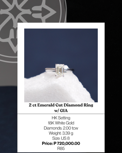 2ct Emerald Cut Diamond Ring w/ GIA
