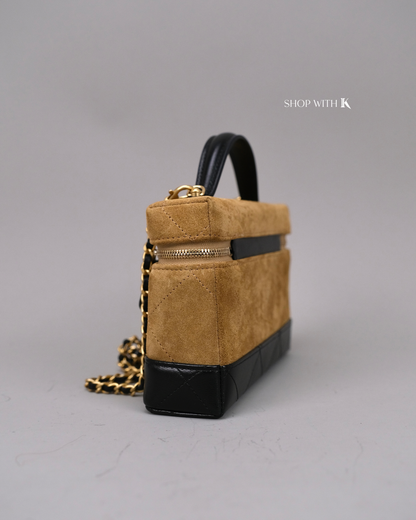 Chanel Slim Vanity Bag Suede Beige GHW