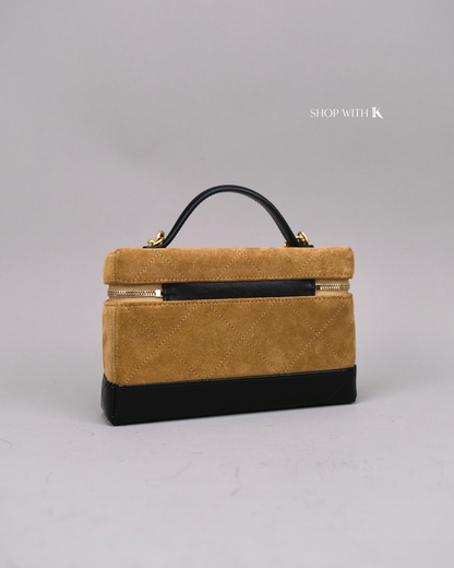 Chanel Slim Vanity Bag Suede Beige GHW