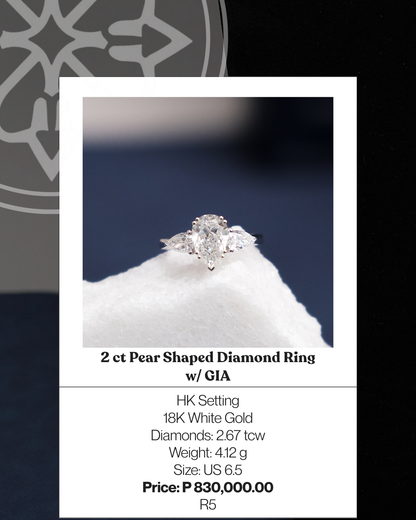 2ct Pear Shaped Diamond Ring w/ GIA