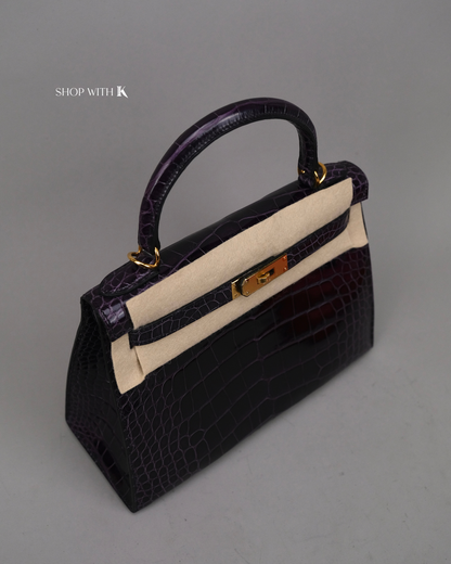 Hermes Kelly 28 Aubergine Alligator GHW