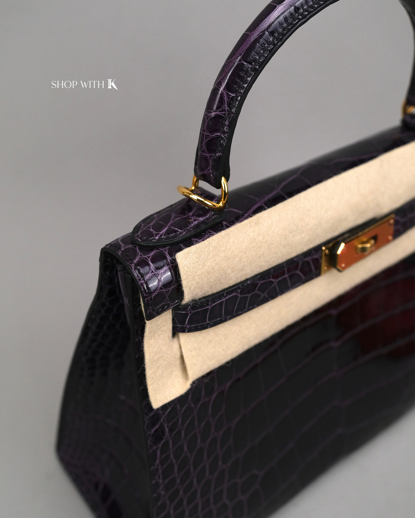 Hermes Kelly 28 Aubergine Alligator GHW