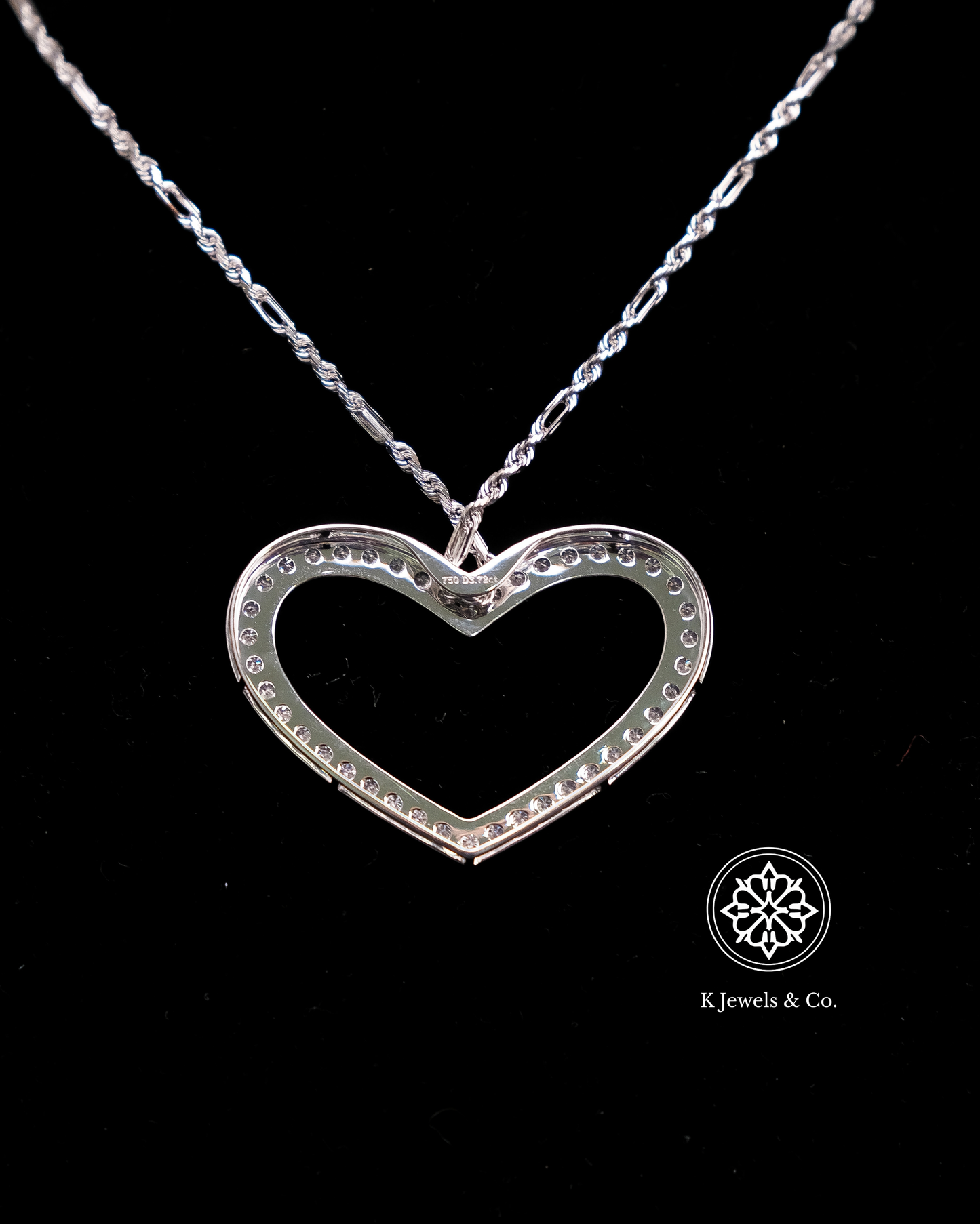 Open Heart Diamond Pendant w/ Chain