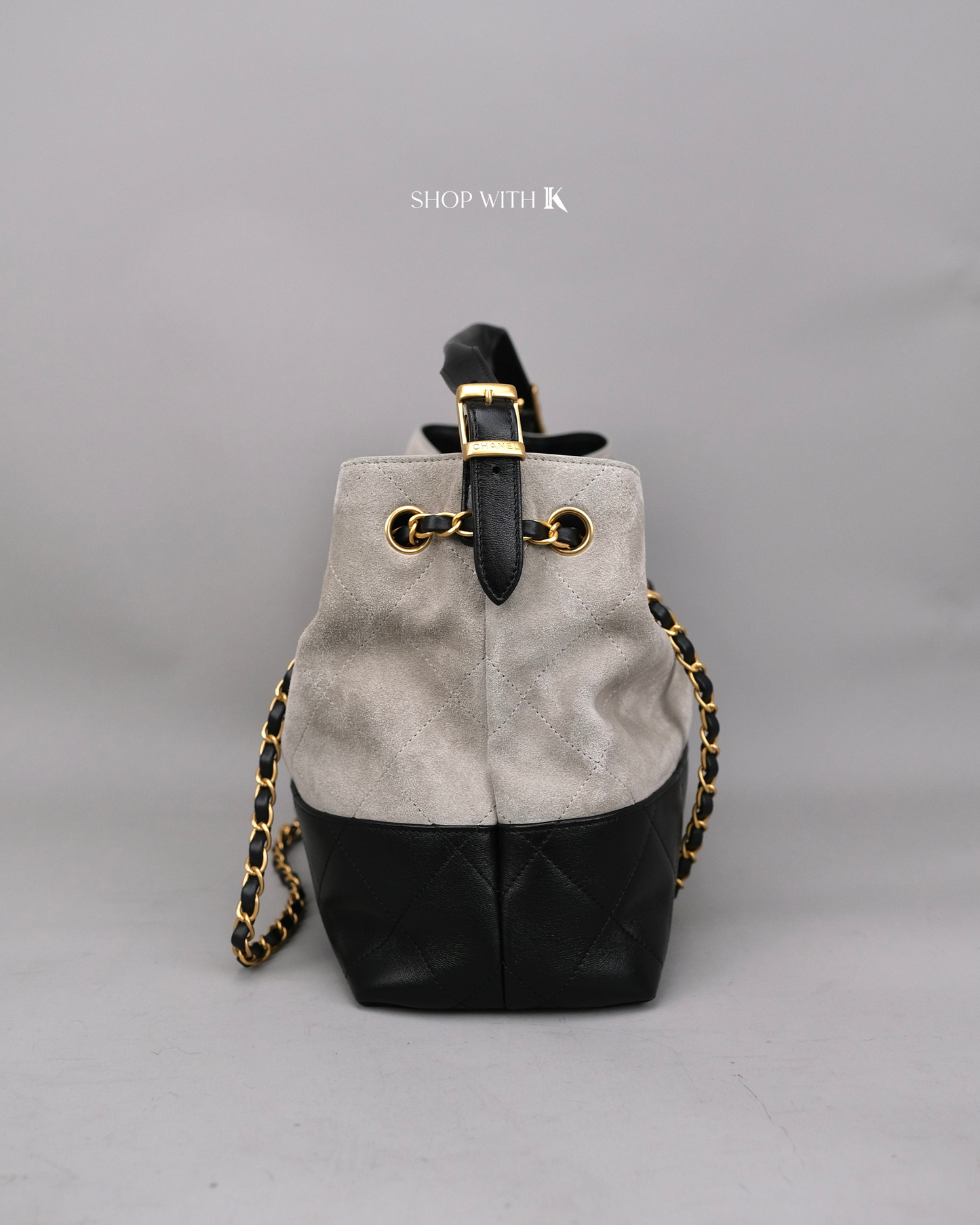 Chanel Tote Suede Calfskin Gray