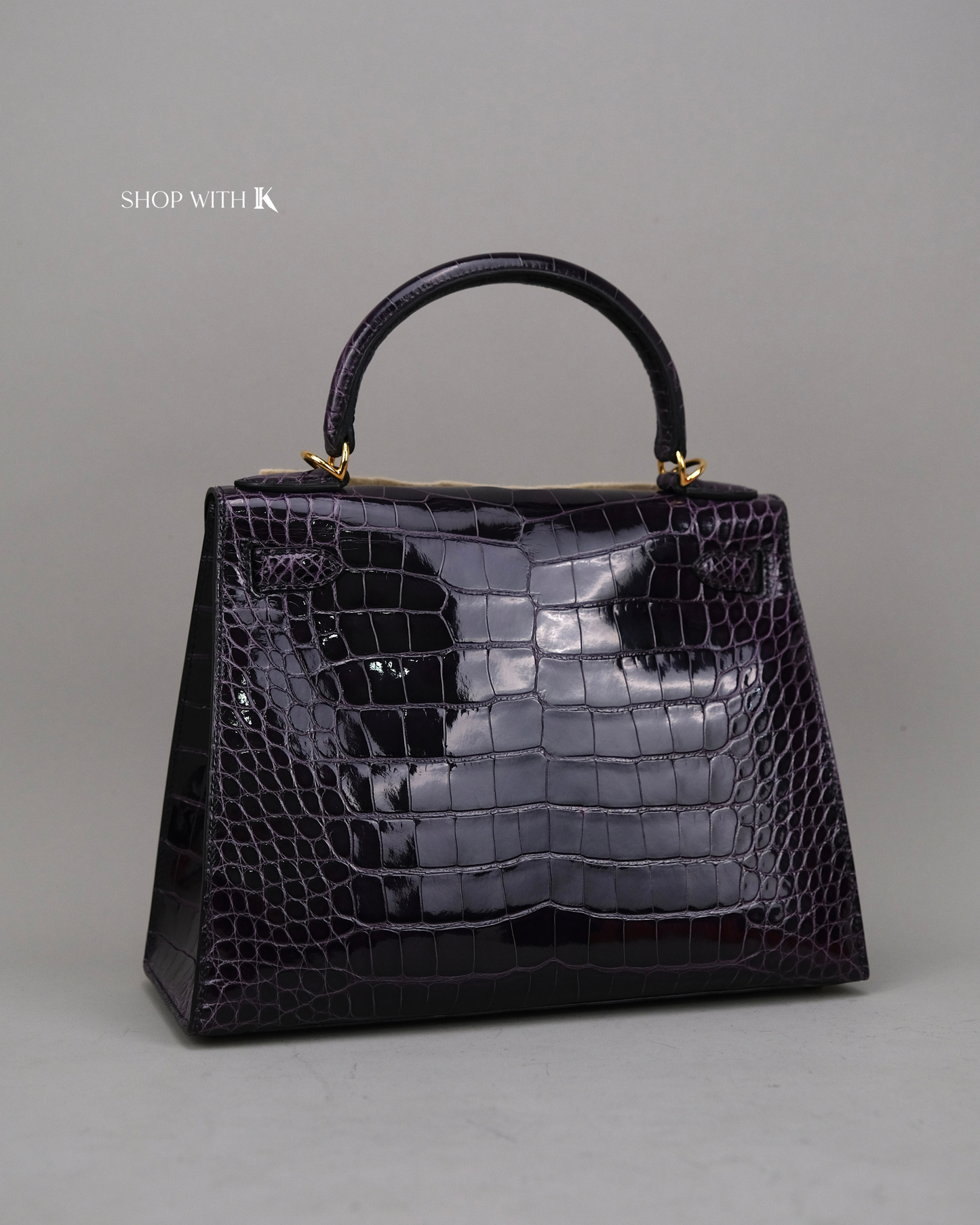 Hermes Kelly 28 Aubergine Alligator GHW