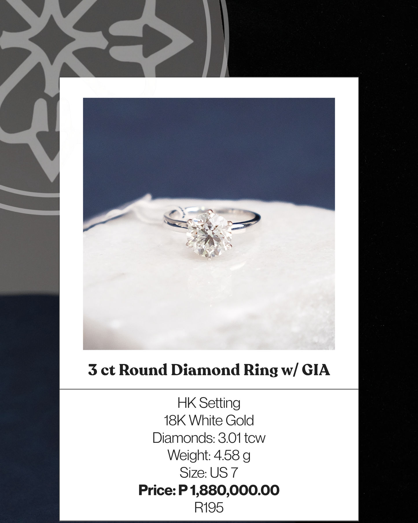 3ct Round Diamond Ring w/ GIA