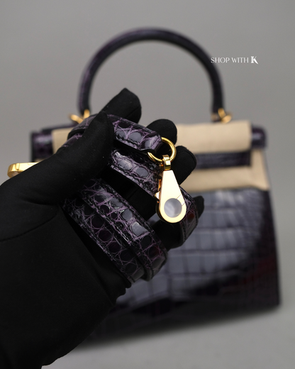 Hermes Kelly 28 Aubergine Alligator GHW