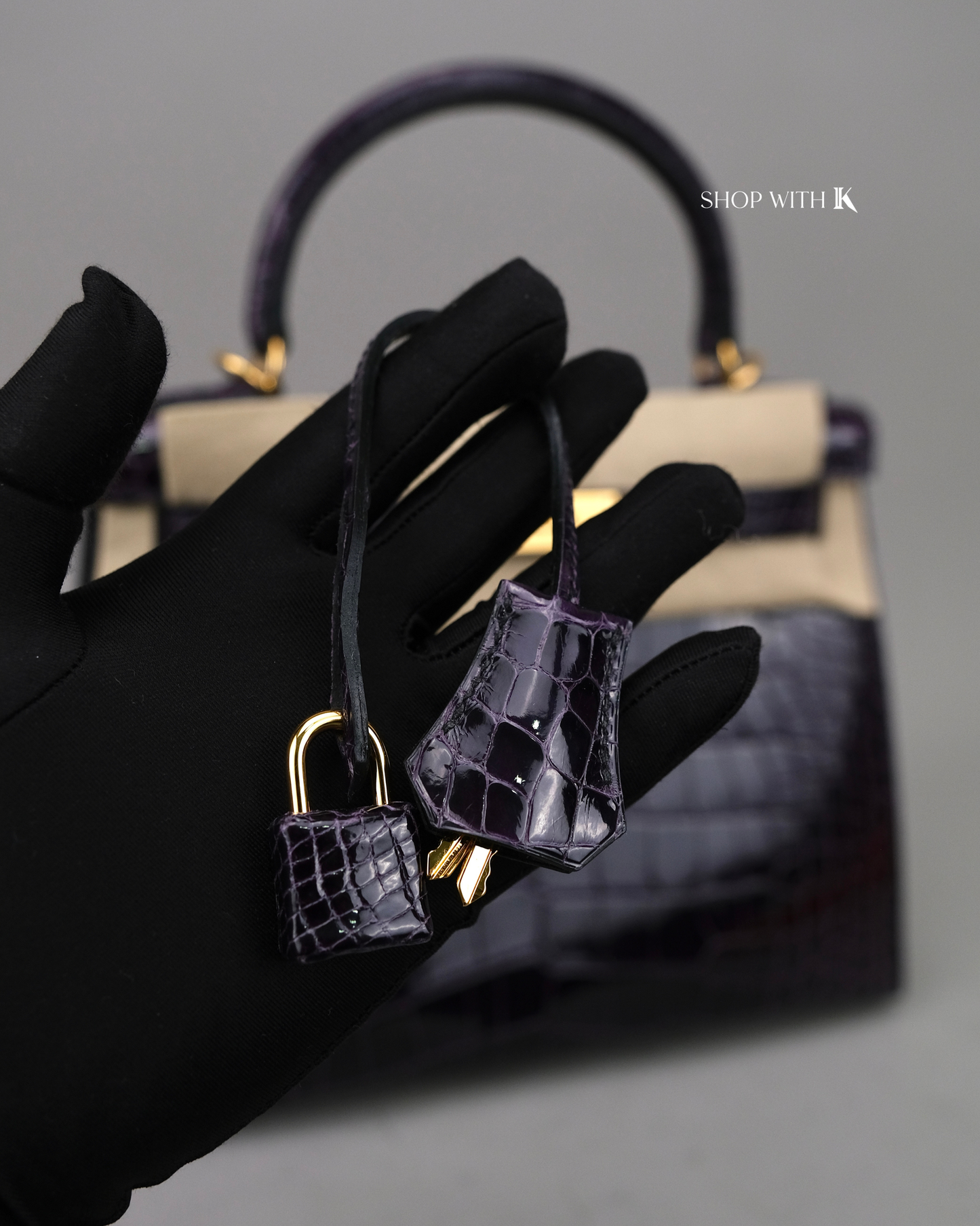 Hermes Kelly 28 Aubergine Alligator GHW