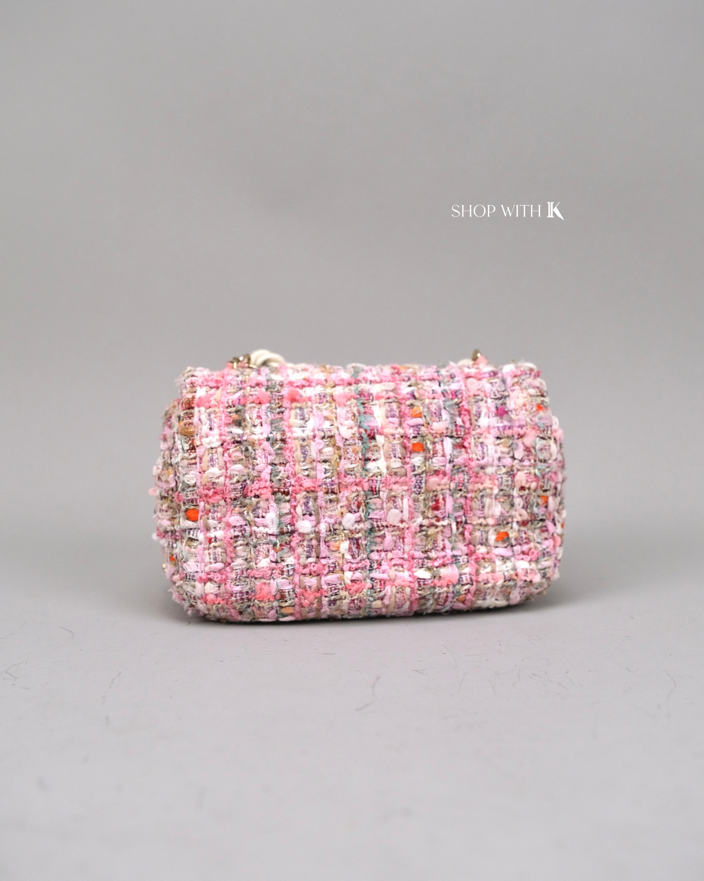 Chanel Tweed Pearl Handle Pink Flap