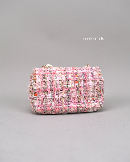Chanel Tweed Pearl Handle Pink Flap