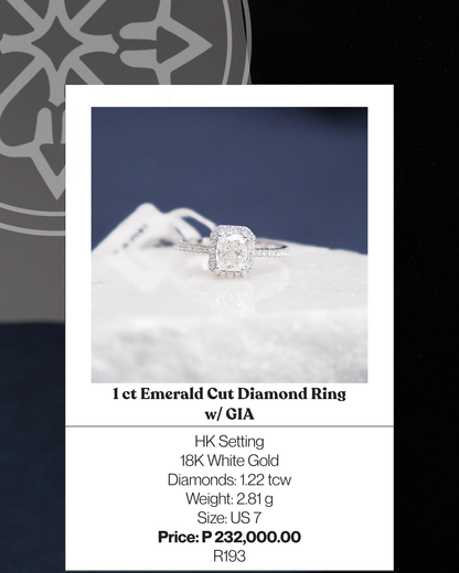 1ct Emerald Cut Diamond Ring w/ GIA